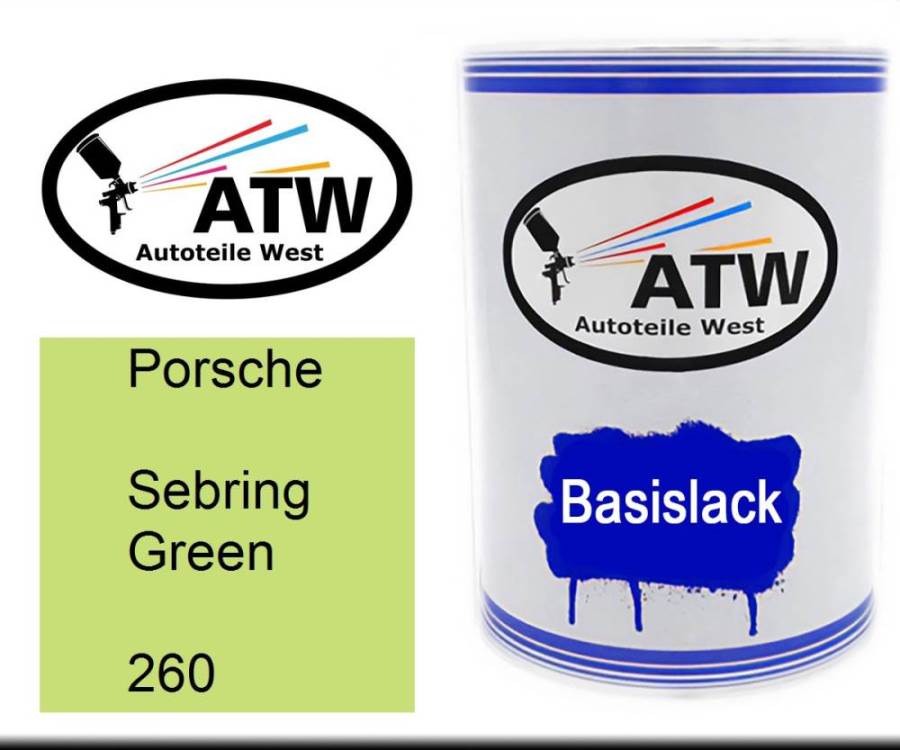 Porsche, Sebring Green, 260: 500ml Lackdose, von ATW Autoteile West.